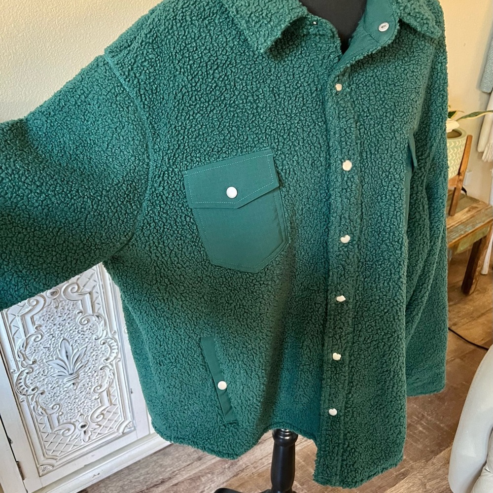 Men’s Goodfellow & Co Forest Green Sherpa Shirt Jacket 2XL